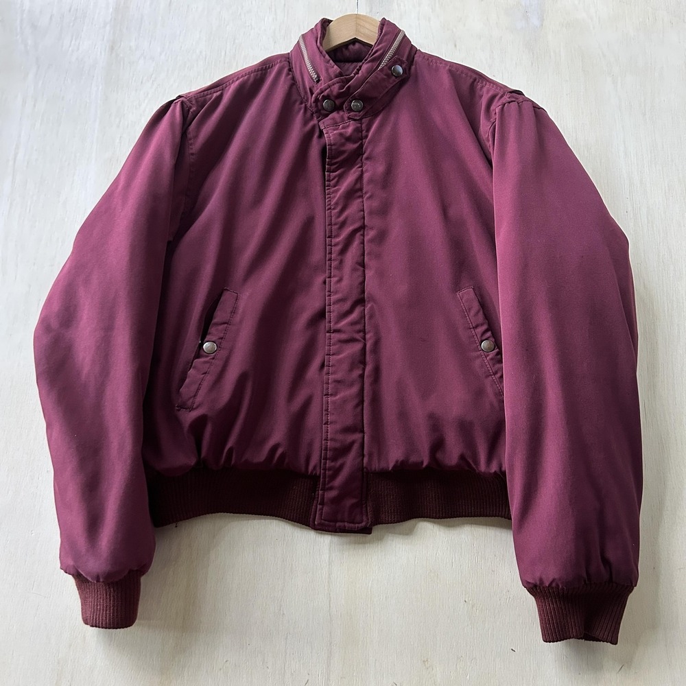 Vintage Polar Gear Jacket Mens Large Red Bomber Full Zip Insulated Lined Outdoor